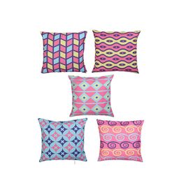 Alina decor Multicoloured Set of 5 Geometric Square Cushion Covers image 5