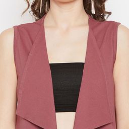 Hypernation Women Rust Solid Open Front Shrug image 2