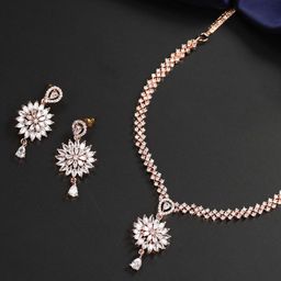 Priyaasi Rose Gold-Plated AD-Studded Handcrafted Jewellery Set-10