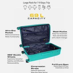 WROGN Unisex Hard Shell Large Trolley Suitcase 68.5L image 3