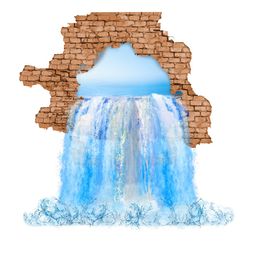rawpockets Blue Creative Waterfalls Printed Waterproof PVC Vinyl Wall Sticker-54