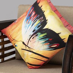 HOUZZCODE Orange & Black Set of 2 Abstract Square Cushion Covers image 2