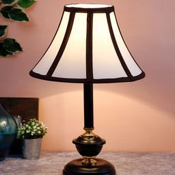 Devansh White & Brown Solid Traditional Bedside Standard Lamp image 2
