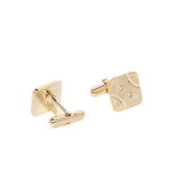 D.C Creation Men Gold-Plated Artificial Stone-Studded Square Cufflinks & Tie Pin image 2