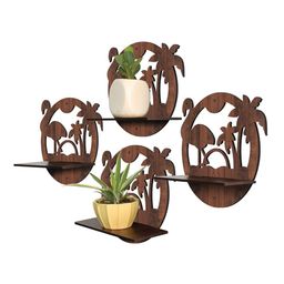 RANDOM Set of 4 Coffee Brown MDF Basic Wall Shelves image 3