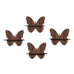 RANDOM Set of 4 Coffee Brown MDF Basic Wall Shelves image 2