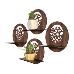 RANDOM Set of 4 Coffee Brown MDF Basic Wall Shelves image 2