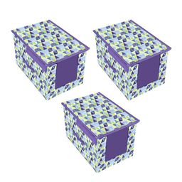 prettykrafts Set Of 3 Blue & Green Printed Premium Shirt Stacker Closet Organizer with Lid-28