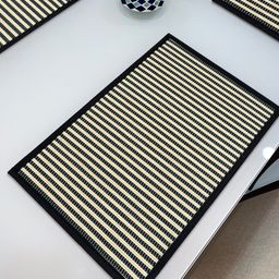HOKIPO Set Of 6 Black & Beige Reversible Bamboo Table Placemats image 3