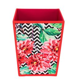 SEJ by Nisha Gupta Red & Black Printed Wooden Open Dry Bin image 3