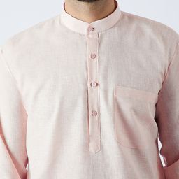 SOJANYA Men Peach-Coloured & Magenta Solid Kurta with Dhoti Pants image 4