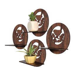 RANDOM Set Of 4 Brown MDF Basic Wall Shelves image 3