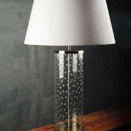 Grated Ginger White Textured Polka Straw Table Lamp-50