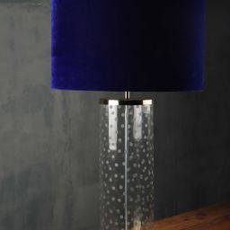 Grated Ginger Blue Solid Polka Straw Table Lamp-56