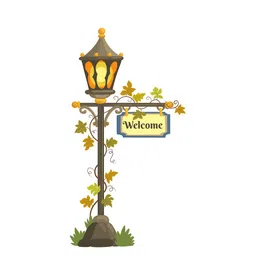 rawpockets Multicoloured Welcome with Streetlamp Printed Waterproof PVC Vinyl Wall Sticker-28