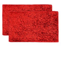 Kuber Industries Set Of 2 Red Shaggy Velvet Anti-Skid Doormats-19
