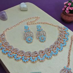 Anouk Rose Gold-Plated Stone-Studded Jewellery Set-13