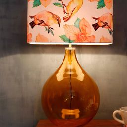 Grated Ginger White & Orange Printed Contemporary Bedside Standard Table Lamp with Shade image 2