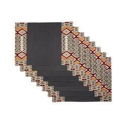 BLANC9 Set Of 8 Grey & Beige Printed Rectangular Table Placemats image 2