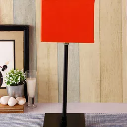 Devansh Orange & Black Solid Handcrafted Square Table Lamp image 3