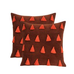Mezposh Rust Set of 2 Self Design Square Cushion Covers image 5