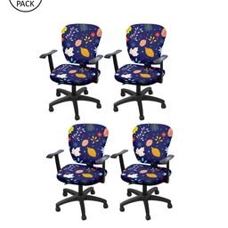 Cortina Set of 4 Navy Blue Printed Chair Covers-27