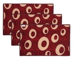 Kuber Industries Set Of 3 Maroon & Beige Printed Anti-Skid Doormats-31