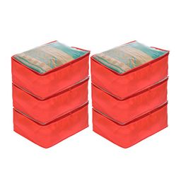 Kuber Industries Set Of 6 Red & Transparent Storage Organisers-52