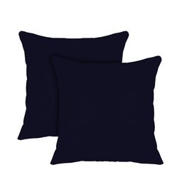 Kuber Industries Set Of 2 Navy Blue Solid Microfiber Filled Floor Cushions-11