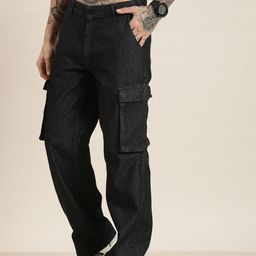 HERE&NOW Men Pure Cotton Cargo Fit Mid-Rise Jeans-image-34
