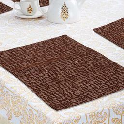 Saral Home Set Of 6 Brown Printed Table Placemats & 1 Runner image 2