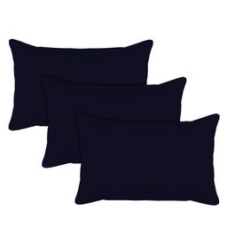 Kuber Industries Set Of 3 Navy Blue Solid Microfibre Pillows-46