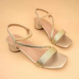 Ozuri Textured Open Toe Block Heels image 2