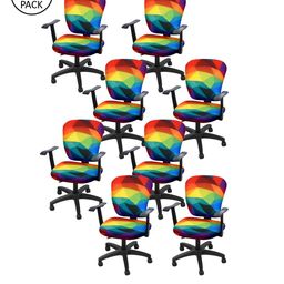 Cortina Set of 8 Multicoloured Printed Chair Covers-9