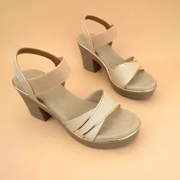 Ozuri Textured Open Toe Block Heels image 3