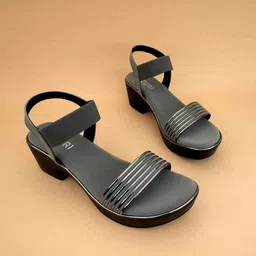 Ozuri Textured Open Toe Block Heels image 2