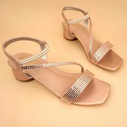 Ozuri Textured Open Toe Block Heels image 5