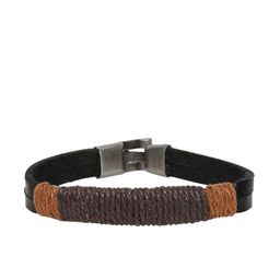 OOMPH Men Brown & Black Leather Handcrafted Wraparound Bracelet-image-23