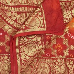 Dupatta Bazaar Red & Gold-Toned Woven Design Dupatta image 3
