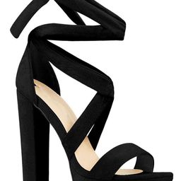 JM Looks Open Toe Lace-Up Platform Heels image 2