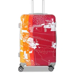 Polo Class Red & Orange Set of 2 Printed Hard Case 360 Degree Rotation Trolley Suitcases image 2