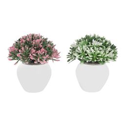 FOLIYAJ Set Of 2 Artificial Mini Bushes With Pot image 3