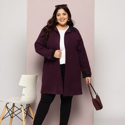 Qurvii+ Plus Size Front-Open Longline Fleece Trench Coat image 5