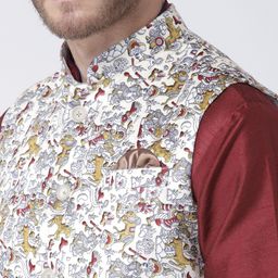 Hangup Men Multicoloured Printed Nehru Jacket image 3