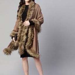 MODARTA Wool Winter Shawl with Fur image 3