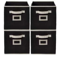 Kuber Industries Set Of 4 Black Solid Large Foldable Storage Boxes With Handle Replacement Drawer-18