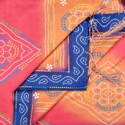 Dupatta Bazaar Peach & Blue Printed Dupatta image 2