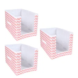 prettykrafts Set Of 3 White & Peach-Coloured Printed Shirt Stacker Closet Organizers-31