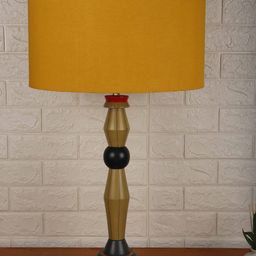 Grated Ginger Yellow Self Design Handcrafted Buffet Table Lamp with Shade-14