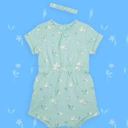 mothercare Infant Girls Green & White Printed Romper-image-74